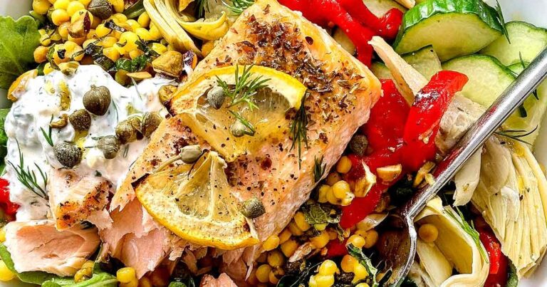 mediterranean salmon bowls foodiecrushcom