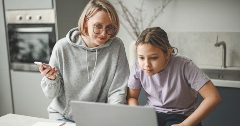mother daughter doing homework