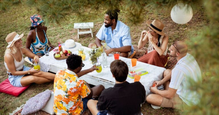 multiracial young people having